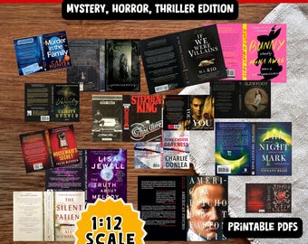 Mini Book Covers Printable Popular Booktok Titles - Printable 1:12 scale PDF anxiety book shelf - Horror, Mystery Thriller Books