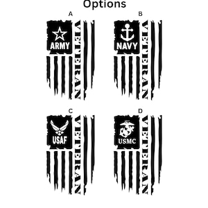 Veteran Flag Decal: Military Branch Vinyl Decal