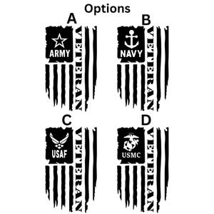 Veteran Military Flag Decal: Army, Navy, Air Force, Marines Veteran Options