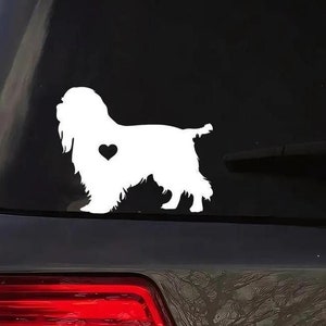 Cavalier King Charles Spaniel Vinyl Decal with Heart Cutout: Dog Sticker