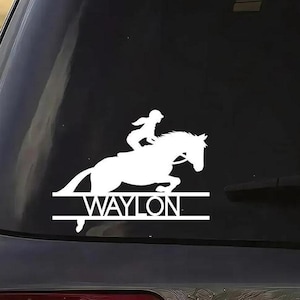 Personalized Horse Jumping Car Decal: Equestrian Name Sticker