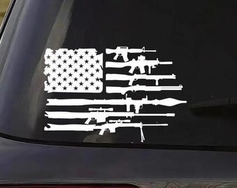 American Flag Firearm Car Decal: USA Flag without Stars Sticker