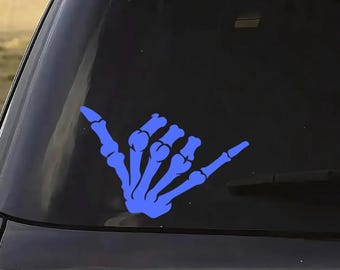 Skeleton Hand Shaka Decal: Hang Loose Vinyl Sticker