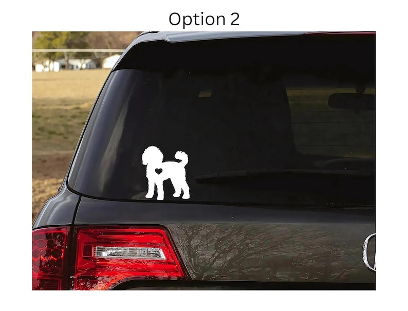 Doodle Car Decal: Labradoodle Sticker, Cut Out Heart Option, Goldendoodle image 3