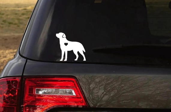 Labrador Vinyl Decal: Permanent Car Window Sticker with Heart Cut Out Option