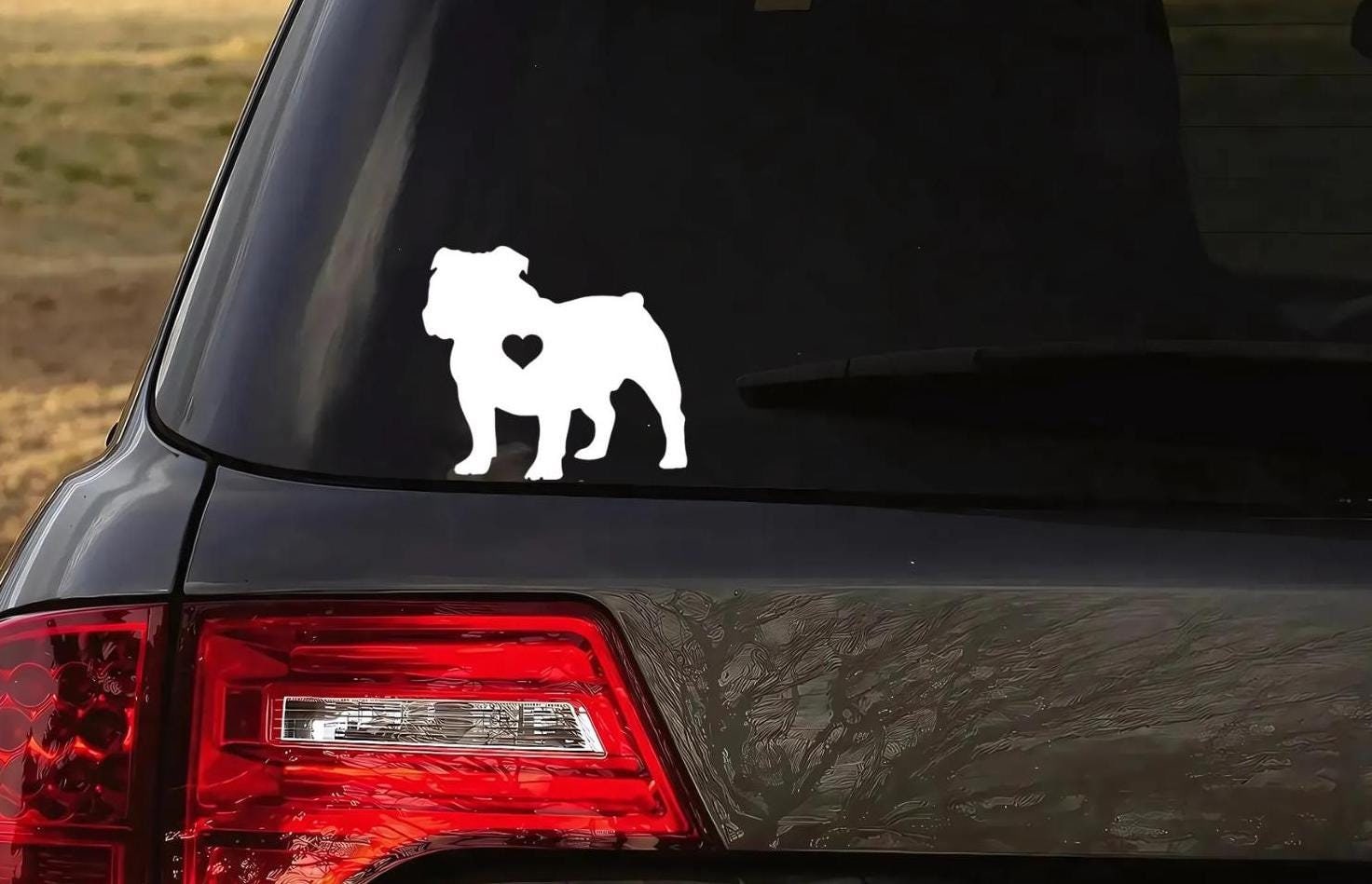 Bulldog Decal: English Bulldog Sticker With Cut Out Heart Option - Etsy