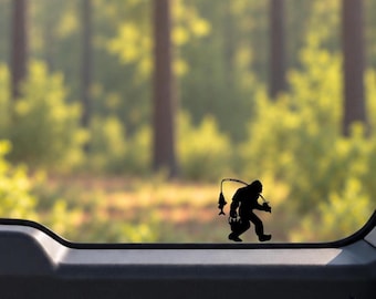 Tiny Bigfoot, Fishing Decal: Sasquatch Silhouette Vinyl Sticker