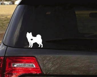Pomsky Dog Decal: Vinyl Car Sticker with Cut Out Heart Silhouette Option