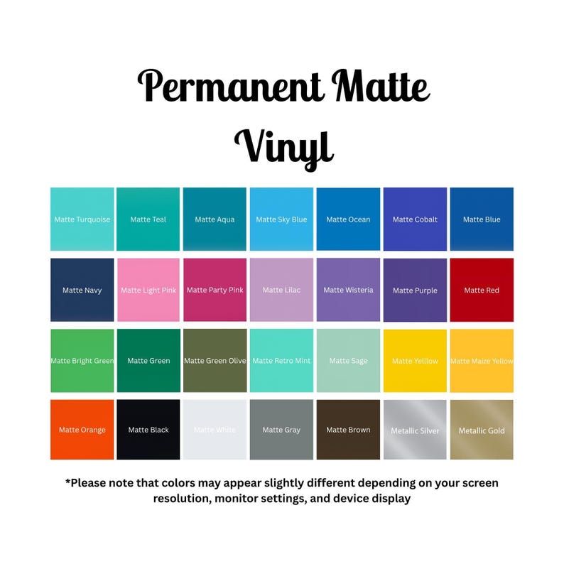 a poster with the words permanent matte vinyl
