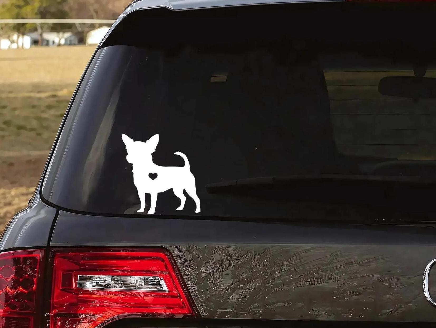 Chihuahua Face Vinyl Decal – 4x6 Inches, White, For Car Window Wall Bumper – Made In USA - View #3