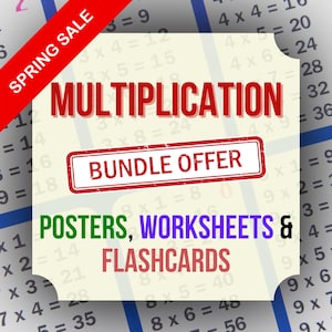 Póster de la tabla de multiplicar: Aprendizaje divertido de matemáticas + Hojas de trabajo (Descarga digital)