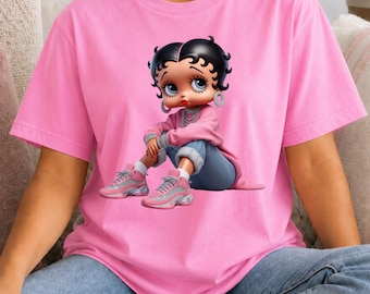 BB Inspired Shirt Black Cartoon Tee Classic Animation Merchandise BB Graphic T-Shirt Women Cute Aesthetic Tee Trendy Streetwear Top