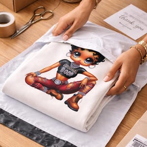 Black BB Inspired Sweatshirt Cotton Cartoon Top Urban Streetwear Apparel Gift Pop Culture Fashion Classic Animation Clothing Retro Design image 18