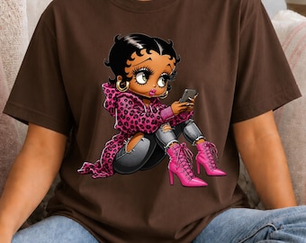 BB Inspired Shirt Women Graphic Tee Black Cartoon Character Fan Gift Classic Style Retro Animation Icon Apparel Urban Streetwear Fashion Top