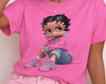 BB Inspired Shirt Black Cartoon Tee Classic Animation Merchandise BB Graphic T-Shirt Women Cute Aesthetic Tee Trendy Streetwear Top