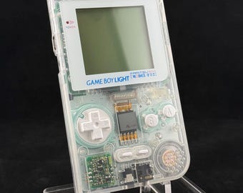 Gameboy Light with Crystal Shell - Fully Restored - Original Electroluminescent Backlight Screen and Motherboard