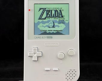 Gameboy Pocket All White - IPS Screen - Battery Enhanced - Bespoke Buttons - Premium Quality Build