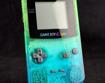 Gameboy Color with Emerald Crystal Shell -  Original Screen - Bespoke Buttons - Premium Quality Build