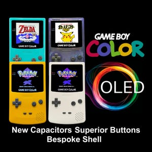 Game Boy Color with OLED Screen - Bespoke Shell for Superior Inputs - High Quality Buttons & Audio - The Ultimate OLED Gameboy