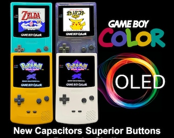 Game Boy Color with OLED Screen - Bespoke Shell for Superior Inputs - High Quality Buttons & Audio - The Ultimate OLED Gameboy