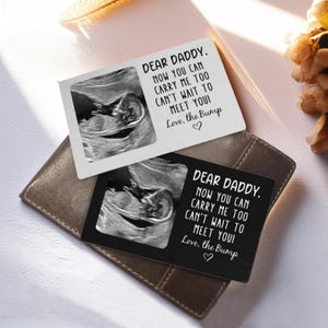 Aangepaste baby echografie foto metalen portemonnee kaart, nieuwe baby sonogram cadeau, portemonnee insteekkaart, zwangerschapscadeau, nieuwe papa cadeau, vaderdagcadeau