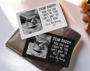 Benutzerdefinierte Baby-Ultraschall-Foto-Metallbrieftaschen-Karte, neues Baby-Sonogrammgeschenk, Brieftaschen-Einlegekarte, Schwangerschaftsgeschenk, neuer Vatergeschenk, Erwartung des Vatergeschenks