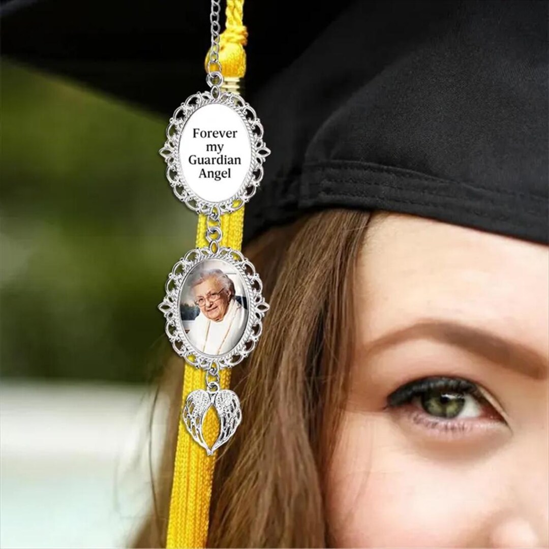Personalized Graduation Cap Tassel Photo Charm Angel Wings Memorial ...