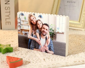 Bloques de construcción con impresión de imágenes personalizadas, rompecabezas con bloques de fotos personalizados, adorno de recuerdo, regalo para él, regalo para el Día del Padre