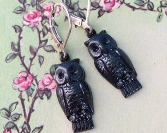 Owl Earrings, Vintage Inspired Earrings, Woodland Theme Earrings