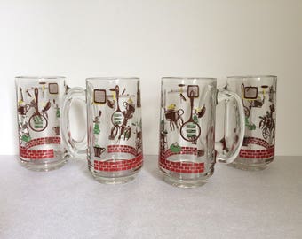 Tall Glass Mugs, Set of Four