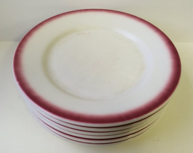 Red and White Buffalo China Plates, Set of Six Etsy