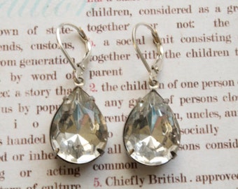 Vintage Crystal Drop Earrings, Sterling Silver, Bridal Jewelry, Gift for Her, Vintage Inspired