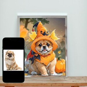 Halloween Pet Digital Portrait, Customized Pet Art, Spooky Decor, Personalized Gift, Halloween Decor,Halloween Gift, Halloween Printable