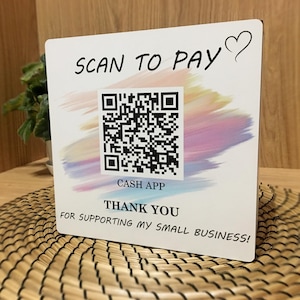 Aangepaste houten QR-tippot: scan-to-pay-bord, kunstenaarsdonatie, ambachtsbeurs zonder contant geld