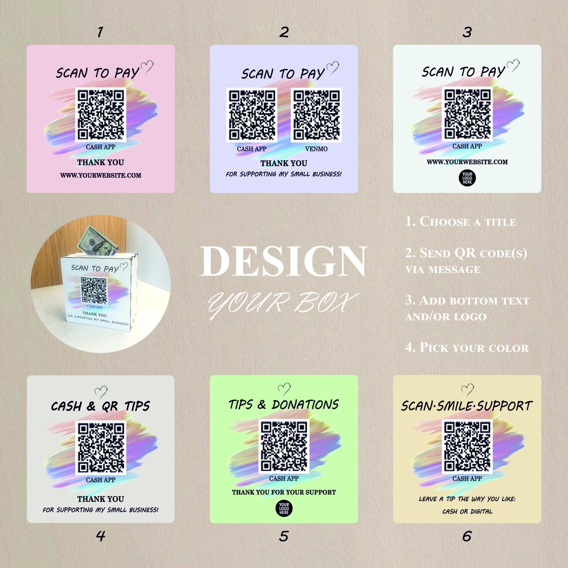 Custom QR Code Tip Jar: Portable Donation Box for Artists - Etsy