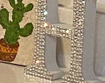 Rhinestone Initial Letter: 4" Sparkly Tabletop Decor 4 inch