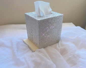 Sparkly Rhinestone Tissue Box Cover: Personalized Initial