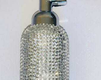 Chrome foaming soap dispenser square with rhinestones free shipping