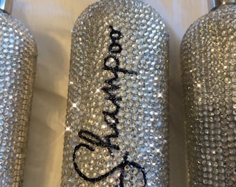 Chrome 32oz soap dispenser personalized with rhinestones waterproof free shipping