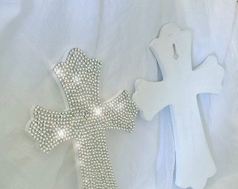 Wood cross with rhinestones wall hanging free shipping bling sparkle