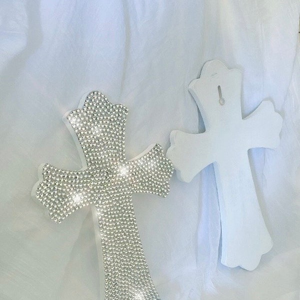 Wood cross with rhinestones wall hanging free shipping bling sparkle