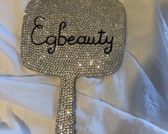 Personalized Hand held mirror with rhinestones 3x magnification free shipping bling sparkle