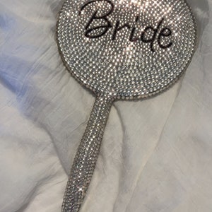 Personalized Hand held mirror with rhinestones 3x magnification free shipping bling sparkle