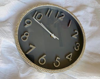 Bling Rhinestone embellished 9” inch Clock free shipping