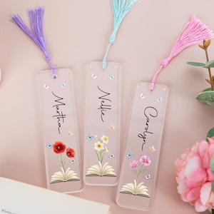Custom Birth Month Flower Bookmark, Personalized Name Floral Bookmark, Birth flower, Gifts for Mom, Reader Gift, Birthday Gift, Gift for Her