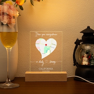 Veilleuse personnalisée pour carte premier rendez-vous, lampe commémorative personnalisée, cadeau de la Saint-Valentin, cadeau de mariage, carte de notre première rencontre, cadeau d'anniversaire