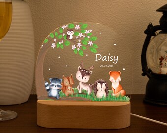 Personalised Animals Night Light for Baby, Custom Name Night Light, Baby Shower Gift, Newborn Gift, 1st Birthday Gift, Nursery Decor
