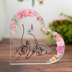 Personalisierte Mutter Herz Acryl Plakette, benutzerdefinierte Mutter mit Kinder Namen Hand Acryl Plakette, Muttertagsgeschenk, Oma Geschenk, Mutter, Geburtstagsgeschenk