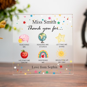 Personalisierte Lehrer Acryl Plakette, Danke Geschenk, Lehrer Geschenk, Schulanfang Geschenk, Jahresende Geschenk, Kinderzimmer Dekor, Wertschätzung Geschenk