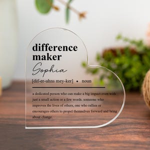 Difference Maker Gift, Personalized Acrylic Plaque, Thank You Present, Coworker Gift, Appreciation Gift, Leaving Gift, Retirement Gift
